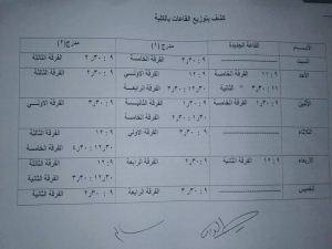 جدول توزيع اماكن الحضور بالقاعات  للفرق المختلفة للعام الجامعى 2016-2017