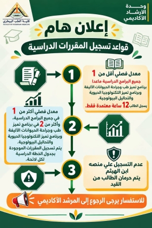 اعلان هام من  وحدة الارشاد الاكاديمى