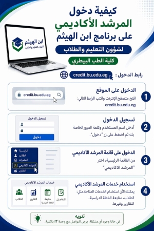 طريقة دخول المرشد الأكاديمي علي برنامج ابن الهيثم لشؤون التعليم والطلاب